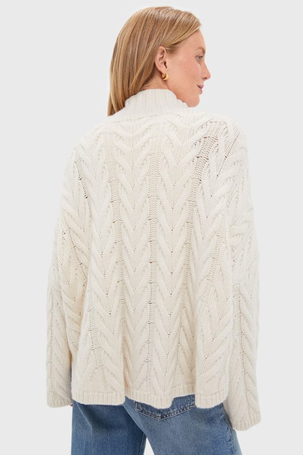 Feather White Cableknit Turtleneck Fashion