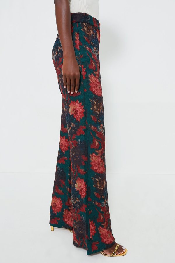 Persimmon Floral Jacquard Versailles Pants Hot on Sale