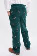 Hunter Green Candy Cane Embroidered Boys Corduroy Pants on Sale