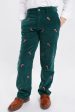 Hunter Green Candy Cane Embroidered Boys Corduroy Pants on Sale