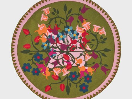 Blumen Green Round Placemats (Set of 6) For Cheap