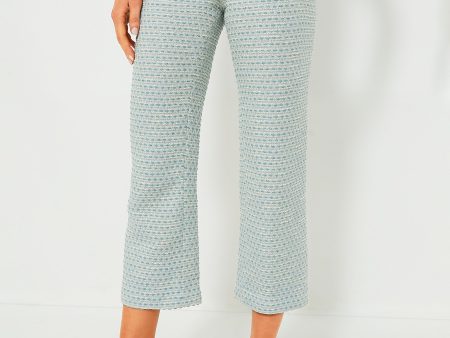 Powder Blue Metallic Tweed Straight Pant For Discount