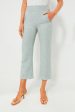 Powder Blue Metallic Tweed Straight Pant For Discount