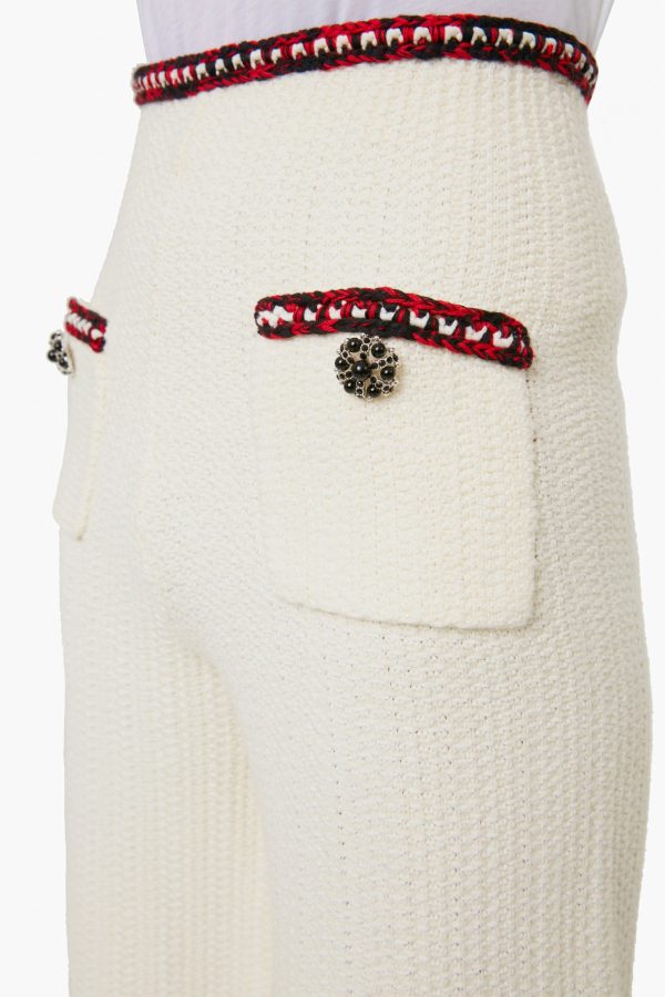 Ivory Waffle Knit Trouser For Discount