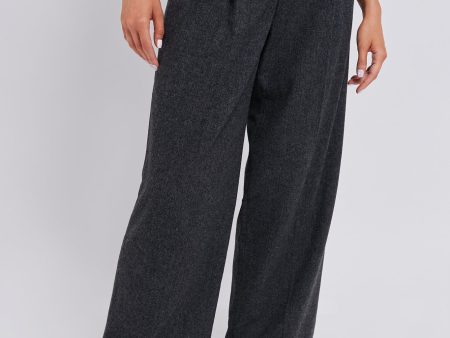 Charcoal Herringbone High Waisted Wide Leg Trouser Fashion