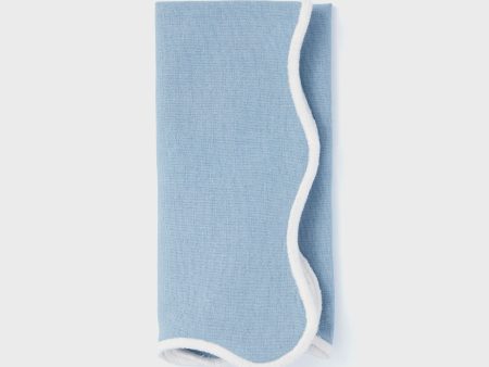 Dusty Blue and White Embroidered Scalloped Napkins Set of 4 Online