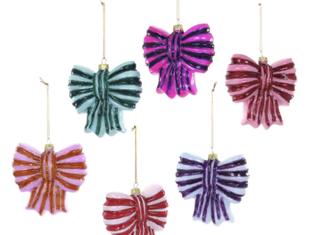 Glass Ornament - Striped Bow Cheap