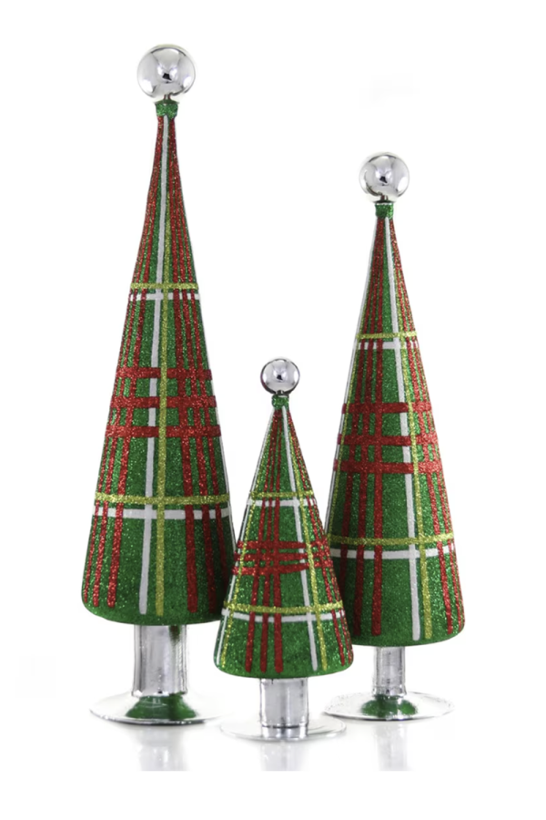 Glass Glittered Plaid Tree Cheap